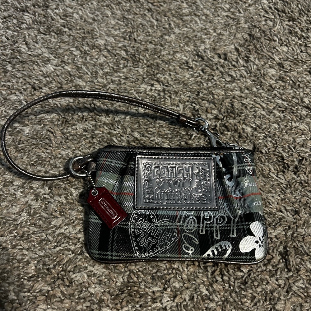 Coach Black and Gray Wristlet with Playful Patterns